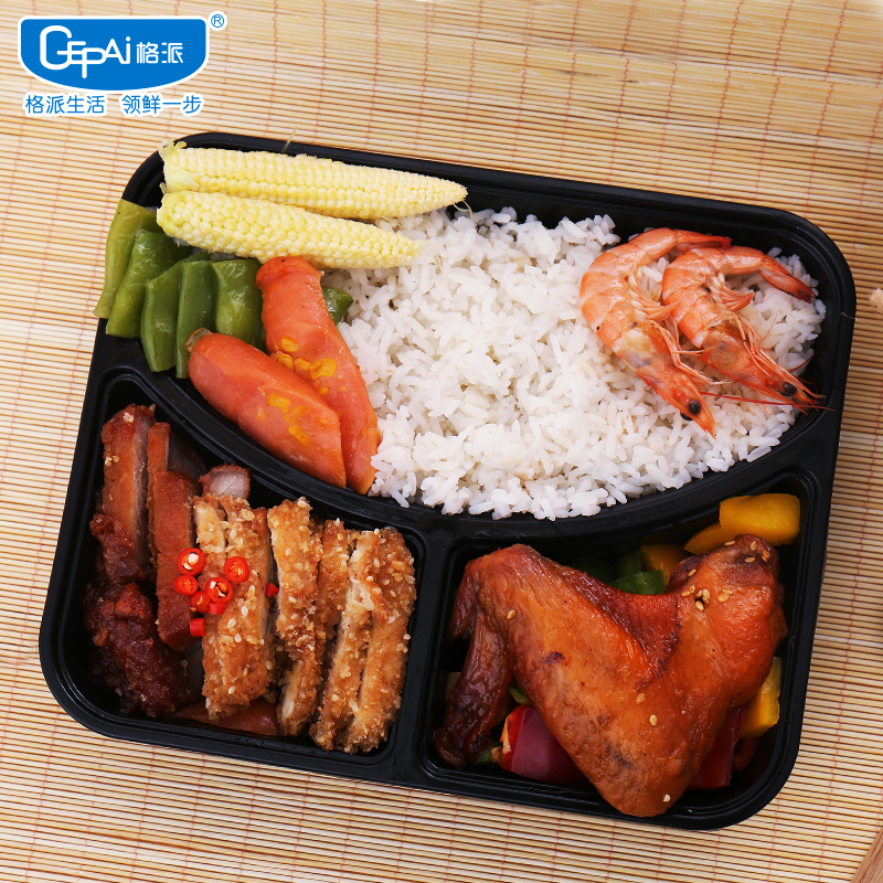 Пластиковый пищевой контейнер bento с 3 отделениями для микроволновой печи