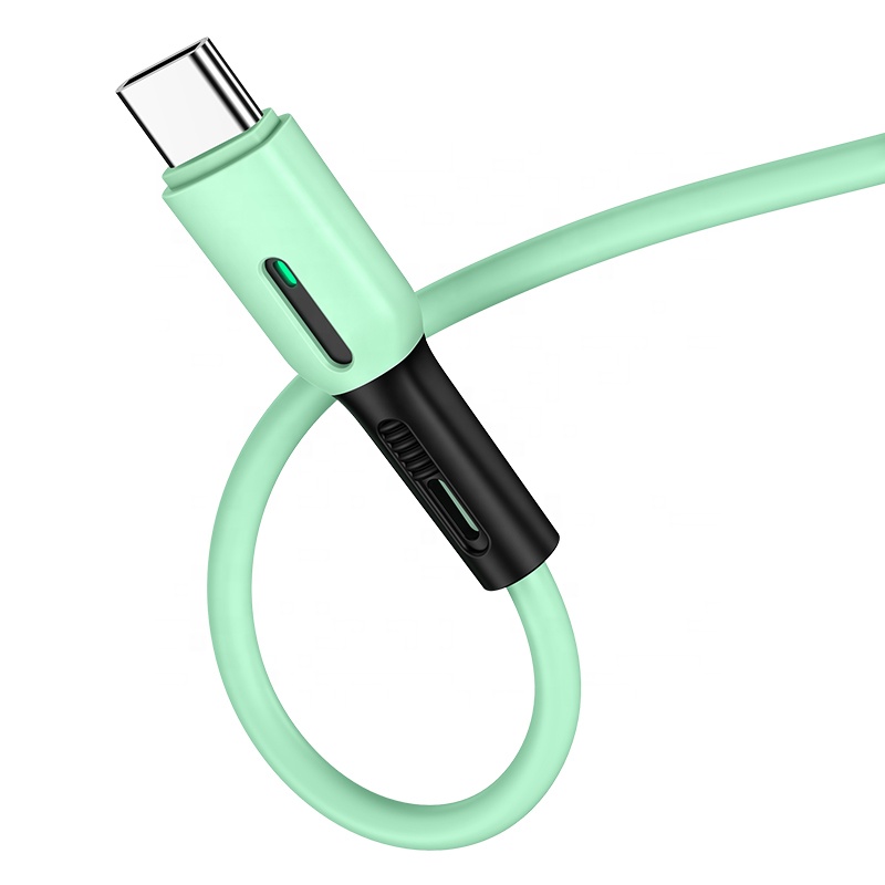 USAMS SJ431-433 U51 2021 Newest Design Environmental Silicone Charging And Data Cable With Light 1M 2A Colorful Cable