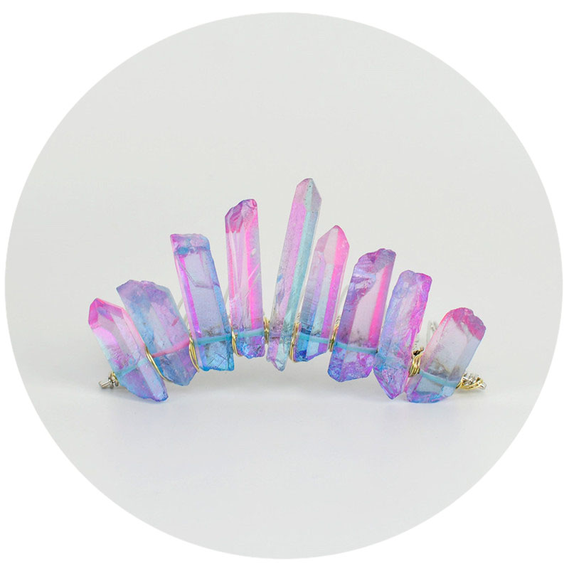 Hongyu Raw Crystal Point Mermaid Combs Wedding Hair Accessories Bridal Crown