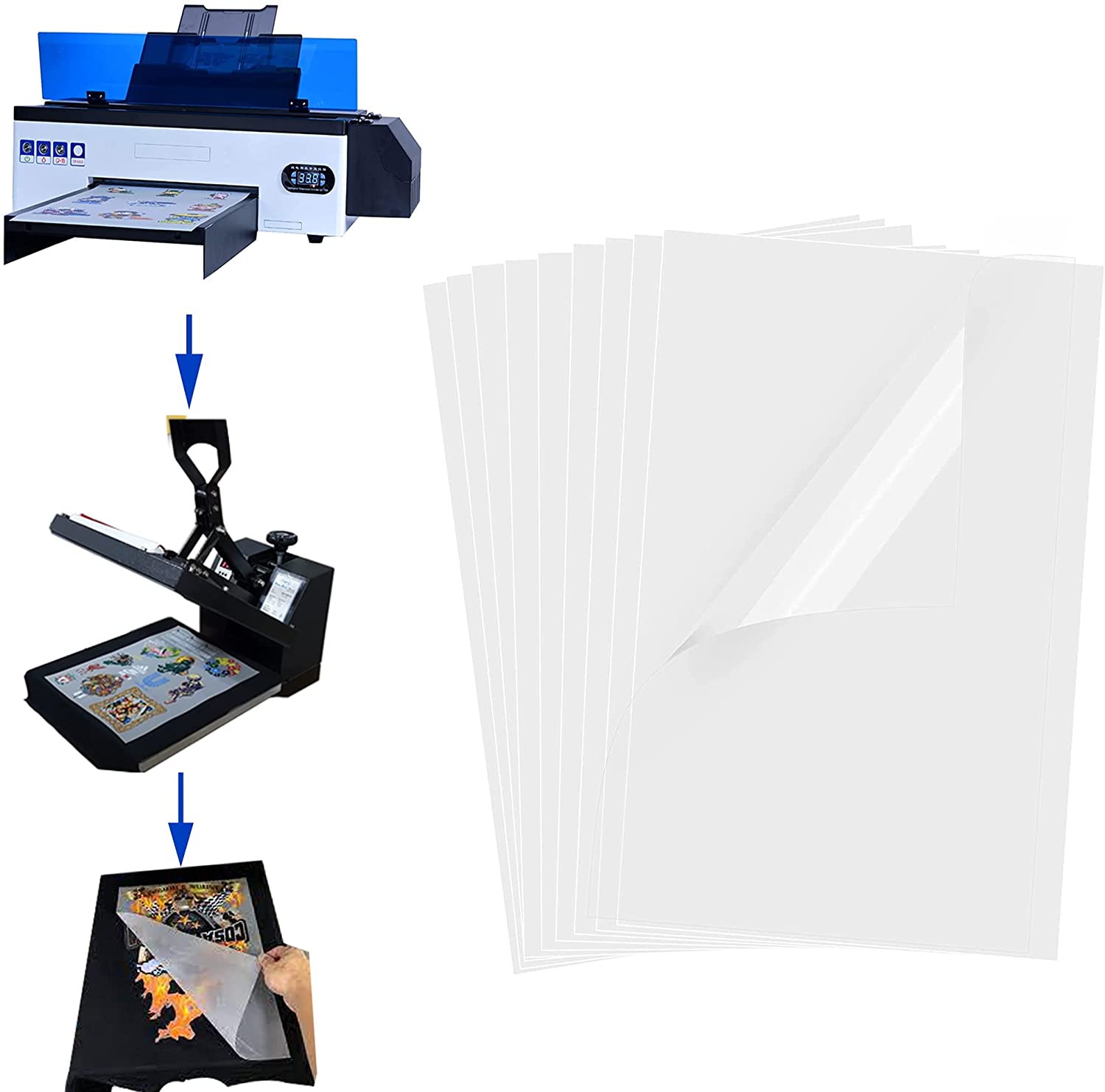 A4/A3 DTF Transfer Film,PET Heat Transfer Paper for DYI Direct on T-Shirts/Onesies/Socks/Bags