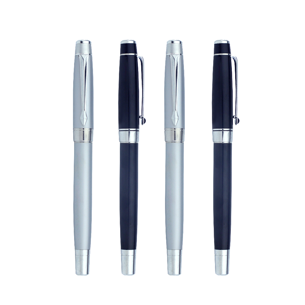High Quality Luxury Metal Roller Pen Black Silver Signature Gel Pen with Customized LOGO for CEO VIP Gifts