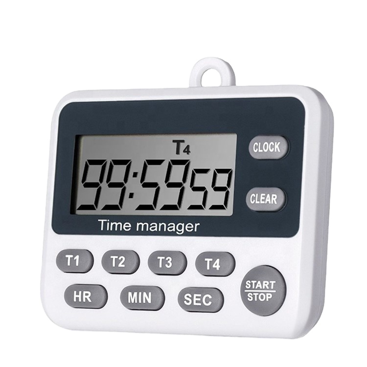 Large Display 100 Hour Count Up Count Down Dual Channel Digital Kitchen Timer with LED Flashing Light