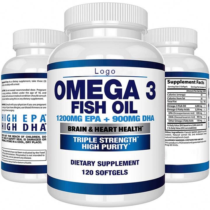 Essential Fatty Acid Combination of EPA & DHA Triple Strength Wild Omega 3 Supplement Fish Oil Softgel
