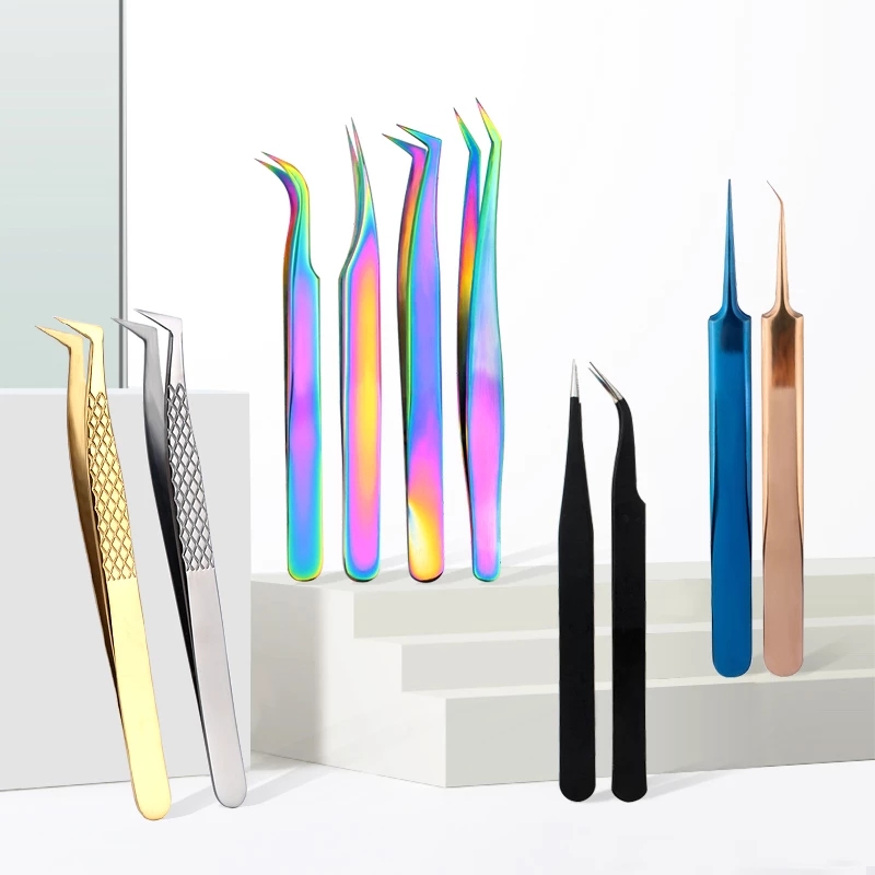 long lash tweezers Stainless steel Eyelash extension tweezers / tweezers eyelash extension
