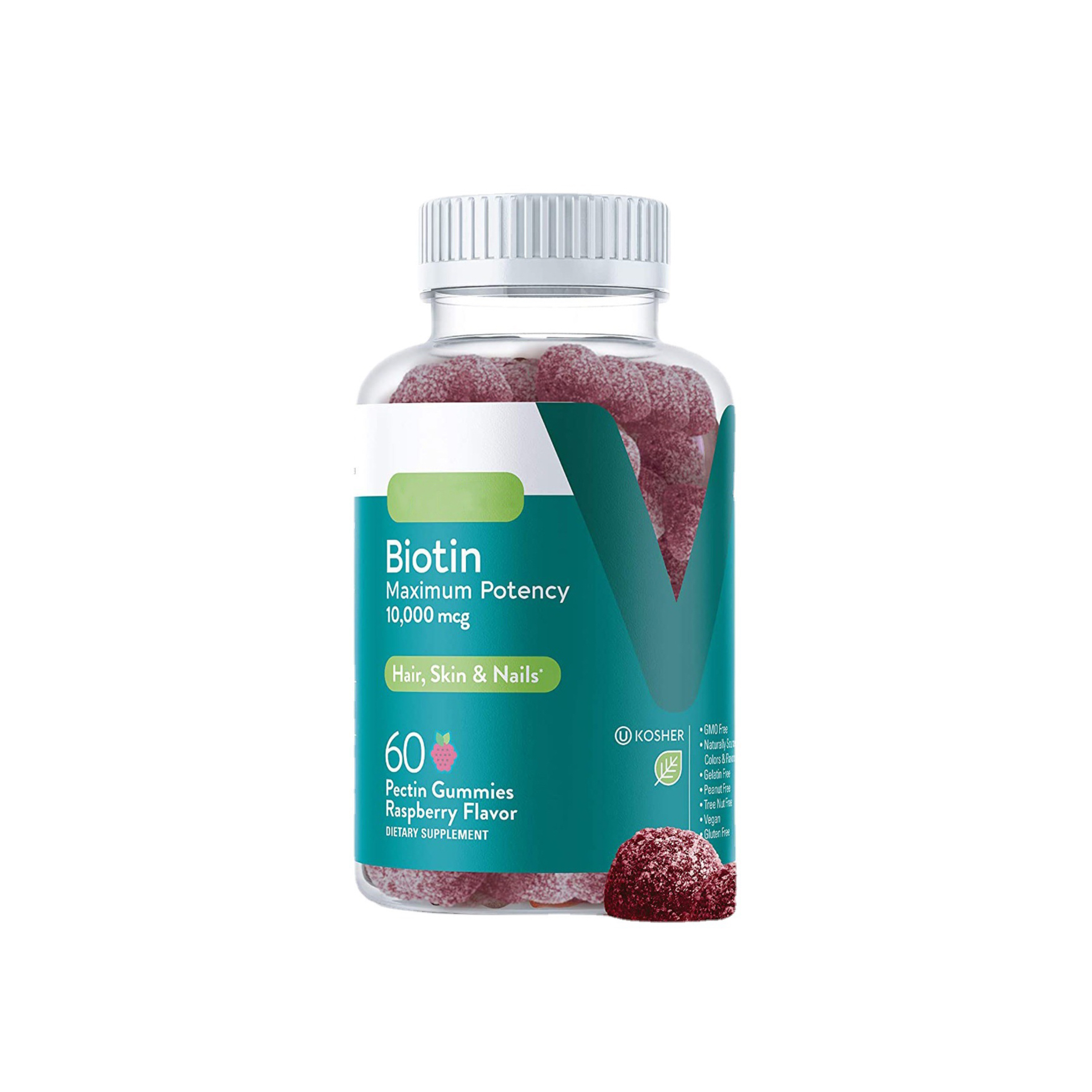 OEM Natural Vegan Biotin Hair Vitamin Gummies With Vitamin E For Hair And Nail Growth