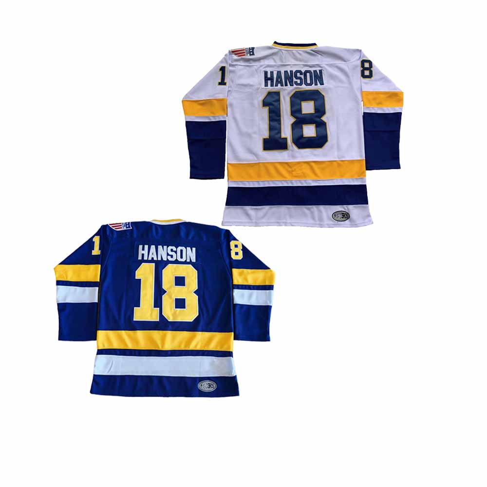 #16 #17 #18 Мужские Хоккейные Свитера Slap Shot 100% с вышивкой по мотивам фильма, синие, белые