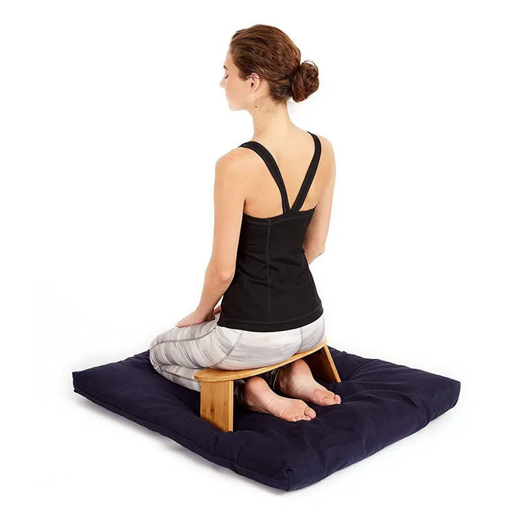 Wholesale portable small folding chair yoga stool meditation folding bamboo stool