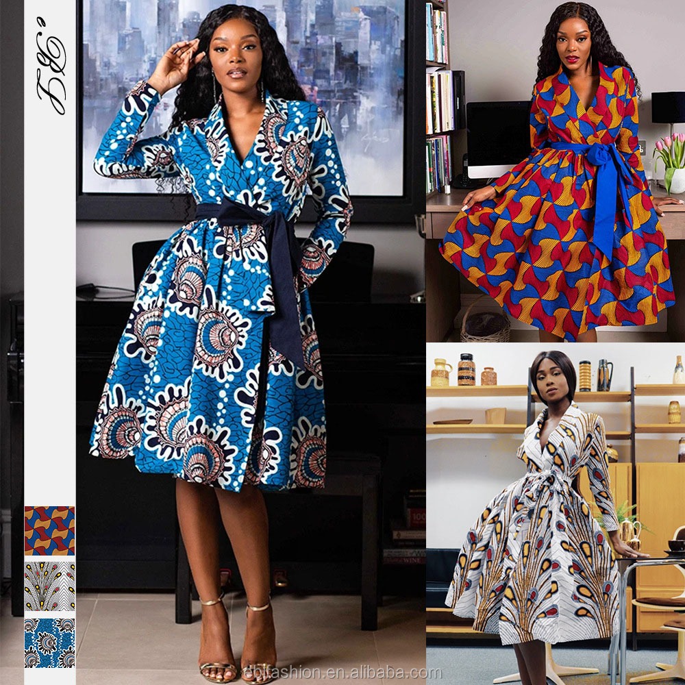 African clothing New product digital printing long sleeve spring dresses casual large-hem African style women african clothes