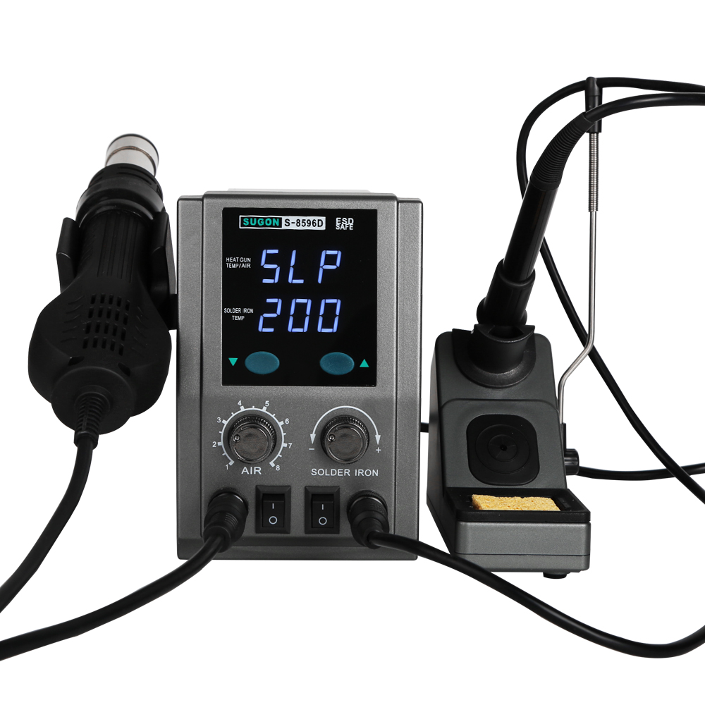 SUGON S-8596D 2 в 1 горячего воздуха пистолет + паяльная станция для ремонта мобильного телефона