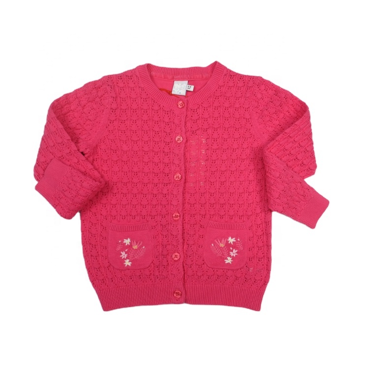 Solid Dot Pattern Cotton Baby Cardigan Knitted Baby Floral Clothes For Autumn