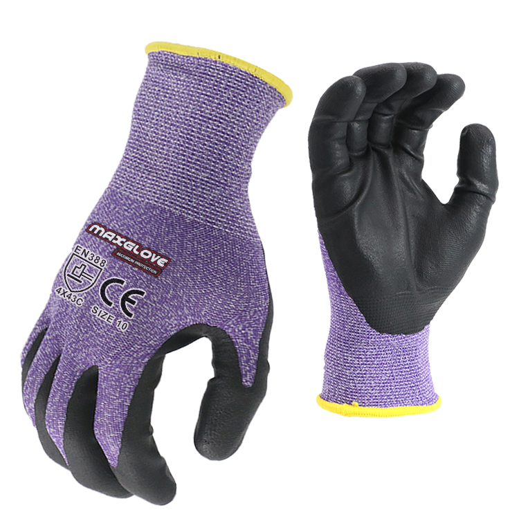 Wholesale cheap price coated bamboo fiber liner nitrile foam coated work gloves