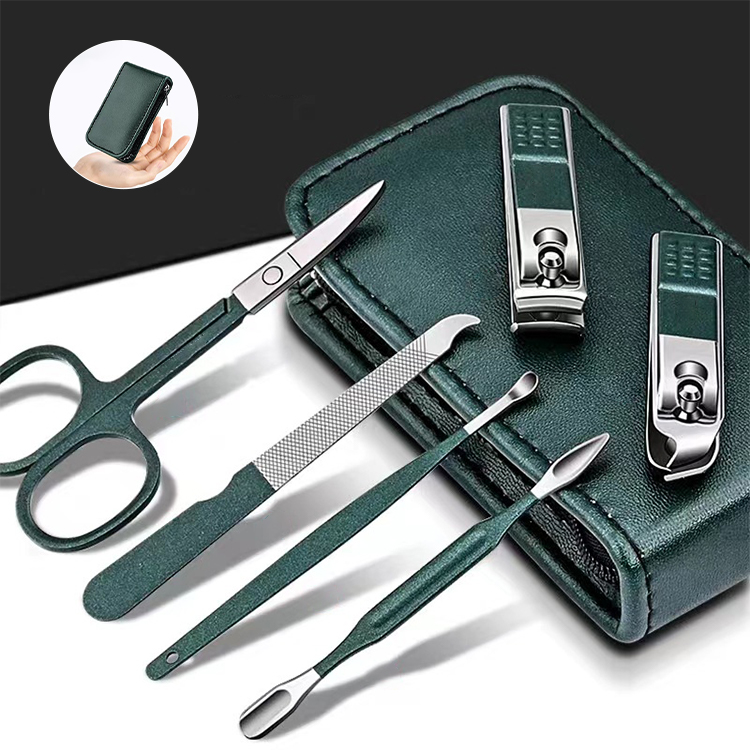 High Quality 6 Pieces Manicure Set Stainless Steel Nail Cutter Set Nail Care Tool Kit 6pcs With PU zipper bag