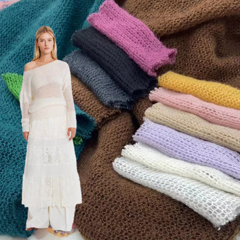 New design soft hollowed out crochet knitting fabric 100% acrylic fabric