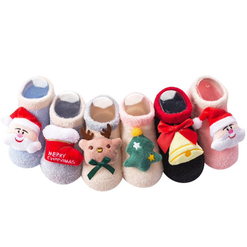 Newborn Rubber Anti Slip Happy Funny Toddler Baby Christmas Floor Sock Shoes