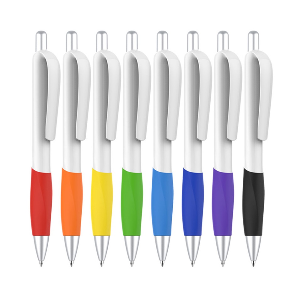 new design hot selling soft grip plastic ballpoint pen custom promotional logo pen rubber finished promotional pen