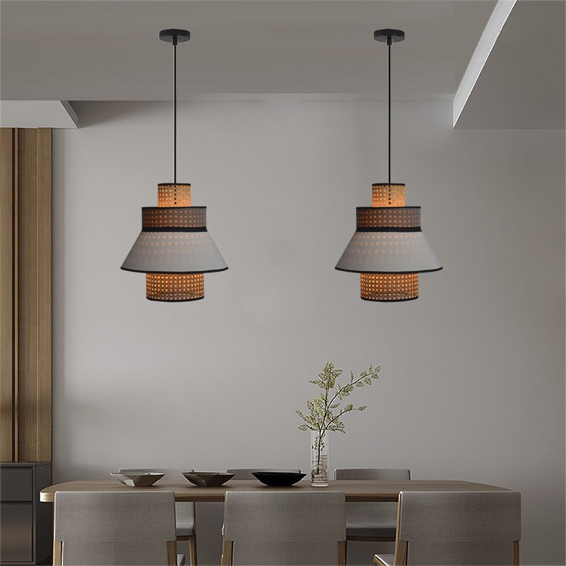 Modern new bamboo kitchen ceiling pendant lamp Chinese restaurant hot pot restaurant bar natural color tea house lighting