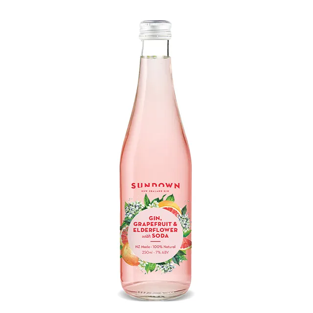 Sundown Gin Grapefruit & Elderflower With Soda 250ml Flavour Food Grade Seltzer Water Alcohol Grapefruit Drink