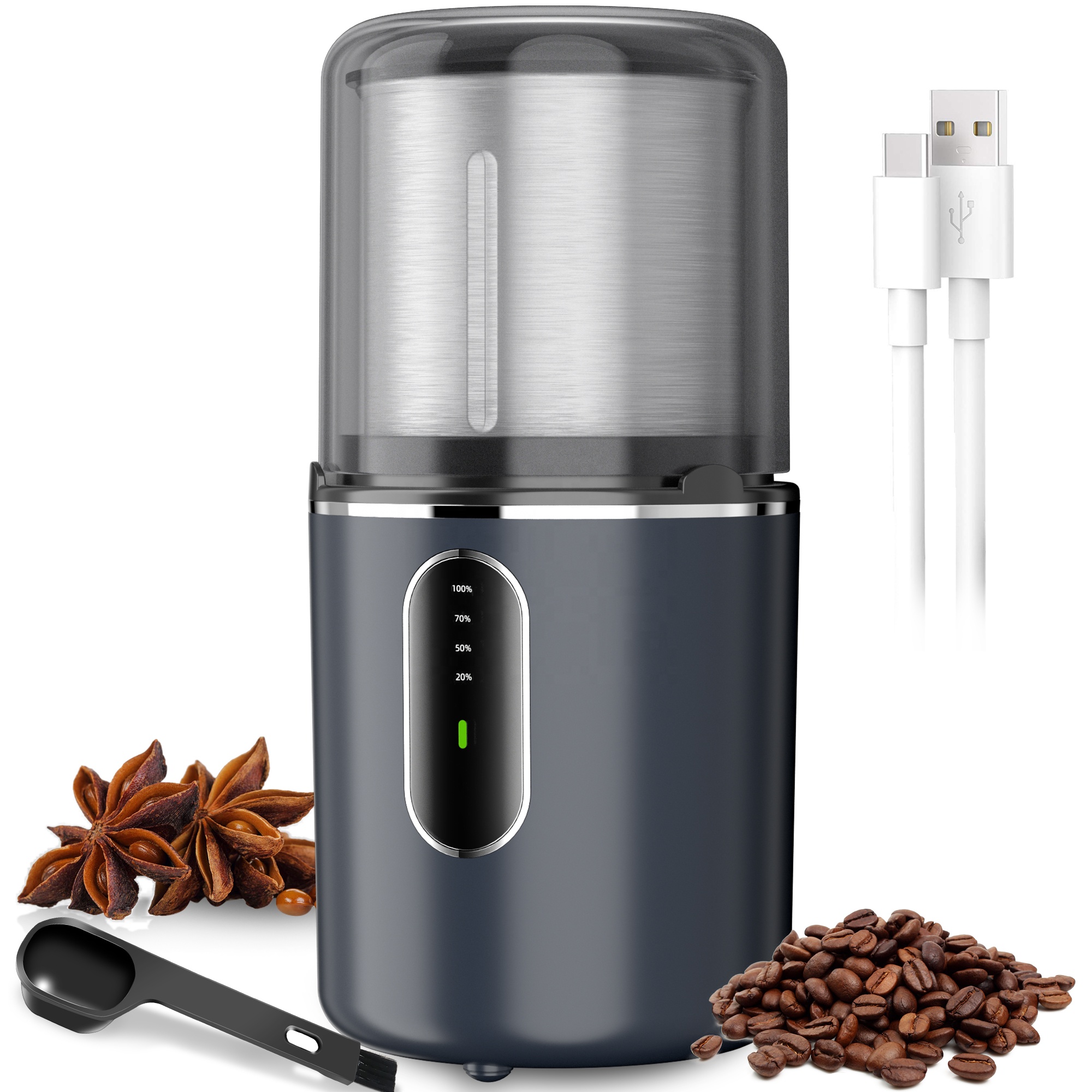 Manufacturer Direct Amazon Hot DmofwHi 170ML USB Chargable Cordless Portable Coffee Grinder for Offce  RV and Outdoor Use