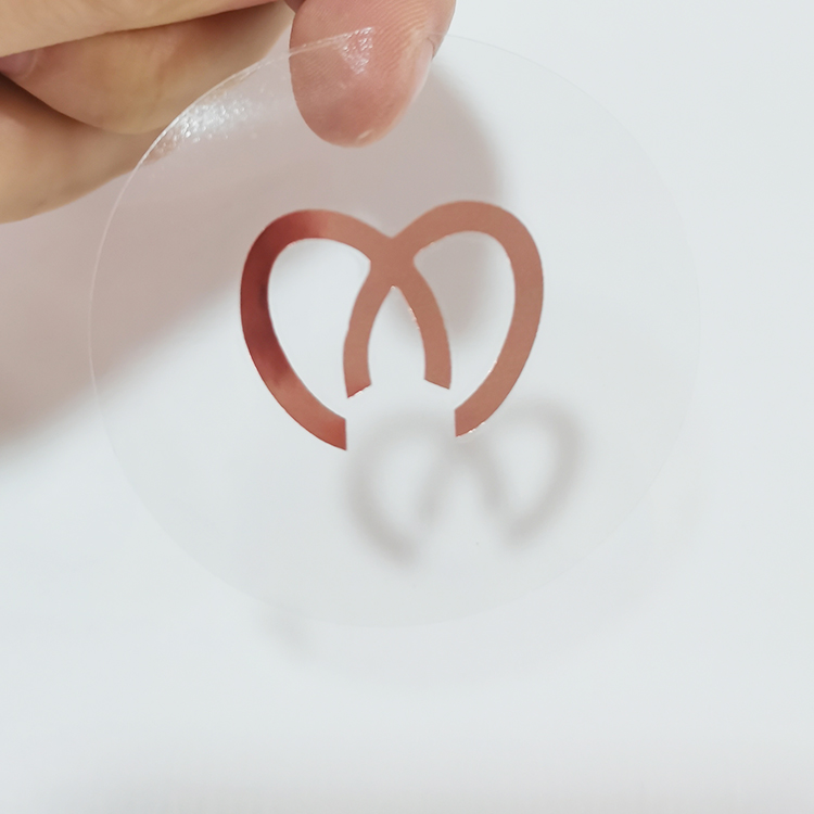 Custom clear rose gold foil stickers label pvc gift package adhesive sticker