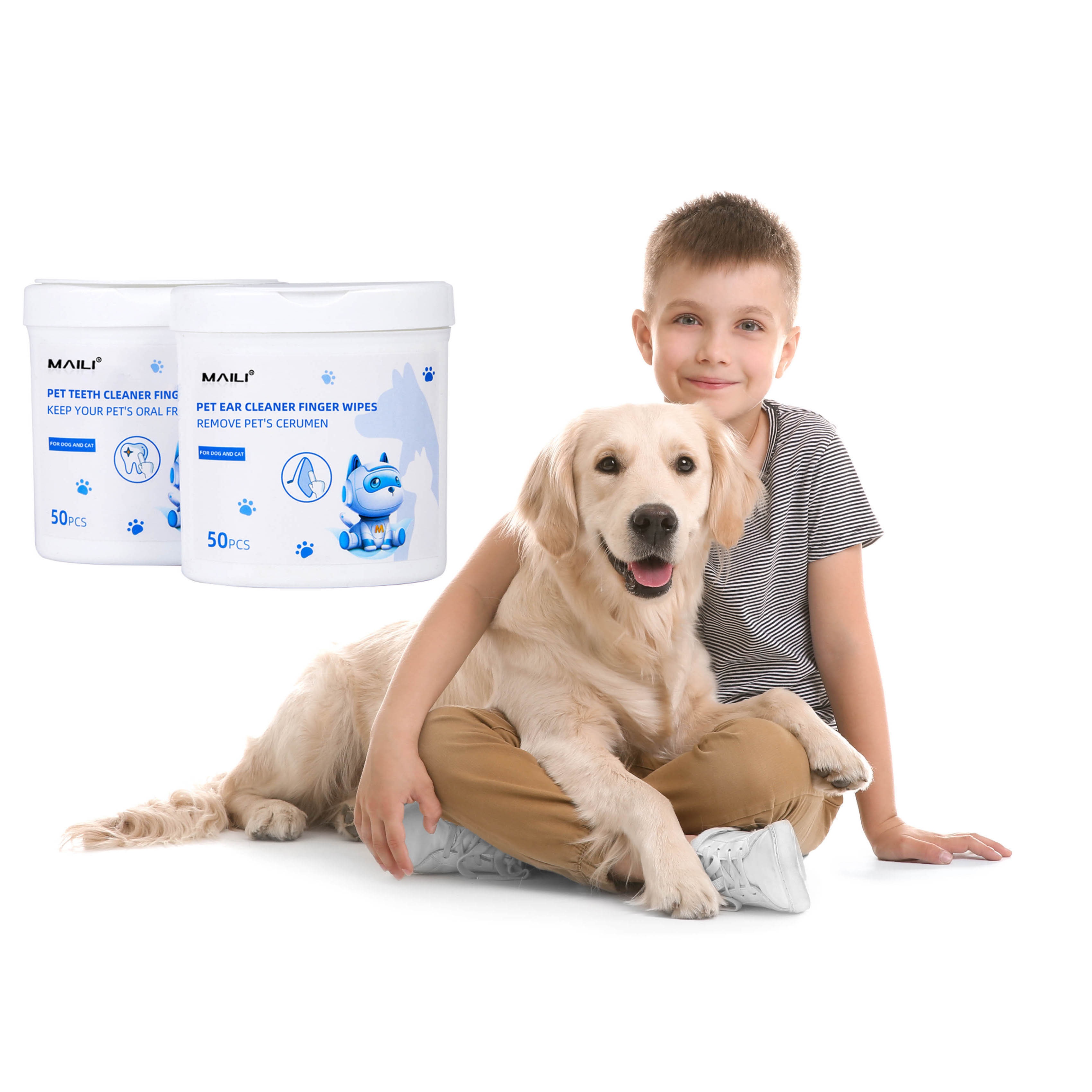 Custom Logo Alcohol Free pet eliminates odors and relieve itching Ear Relief Finger Wipes for dog and cat