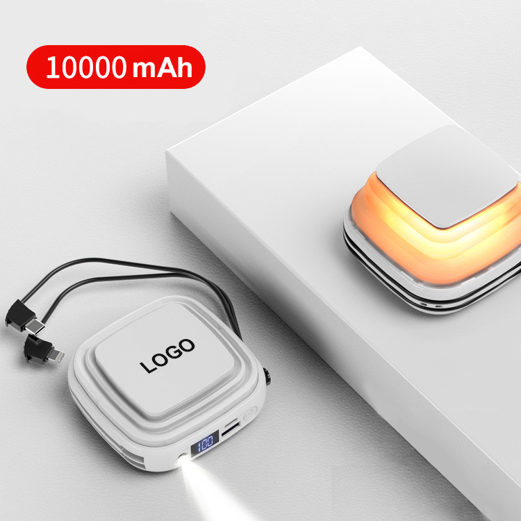Multifunctional 10000mAh Portable Power Bank For iPhone Xiaomi External Battery Charger USB Type C Powerbank With Night Light