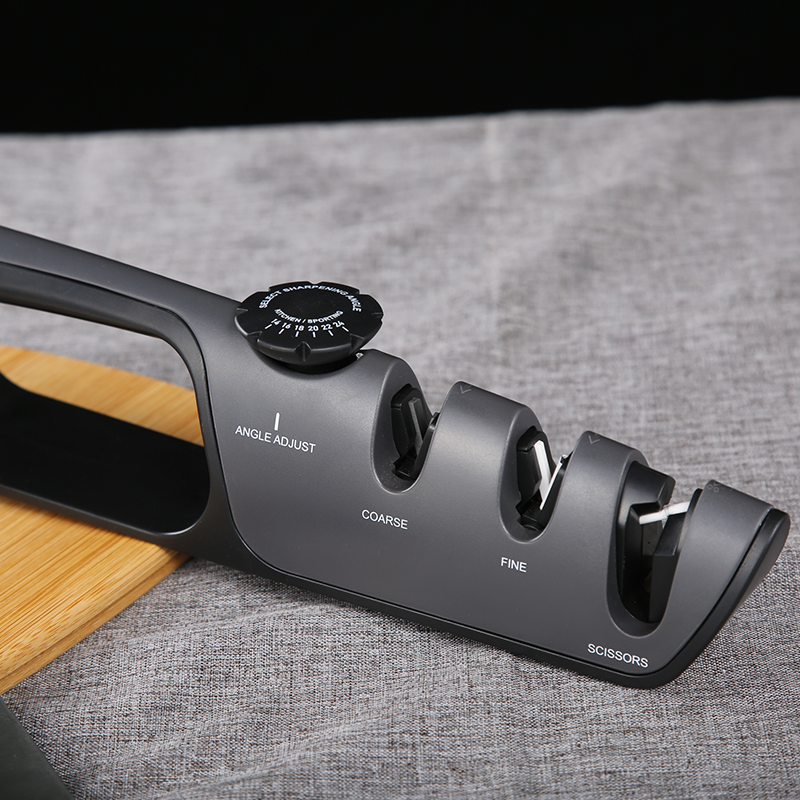 Professional Manufacturer Afilador Cuchillo Kitchen 3 Stages Adjustable Angle Scissors Knife Sharpener Knives Sharpening
