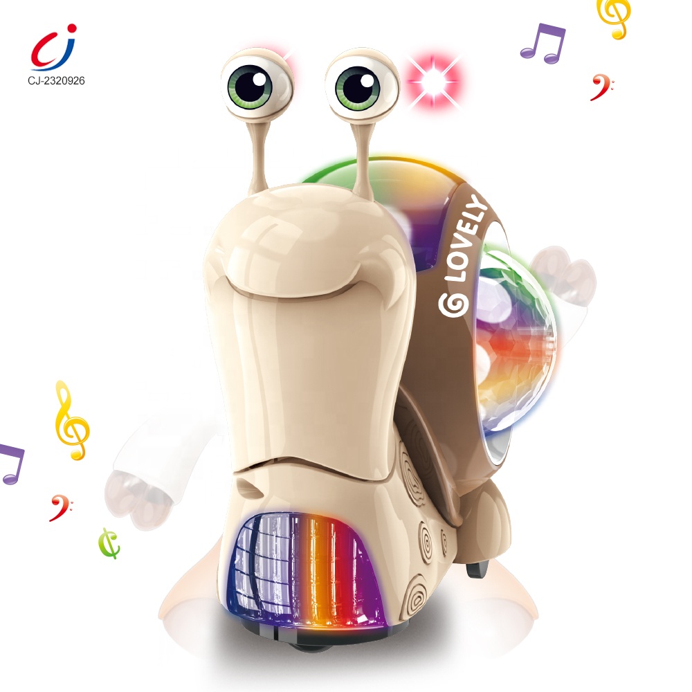 Chengji electric educational kids snail light music toy crawling projection universal musical plastic snail toy for kids