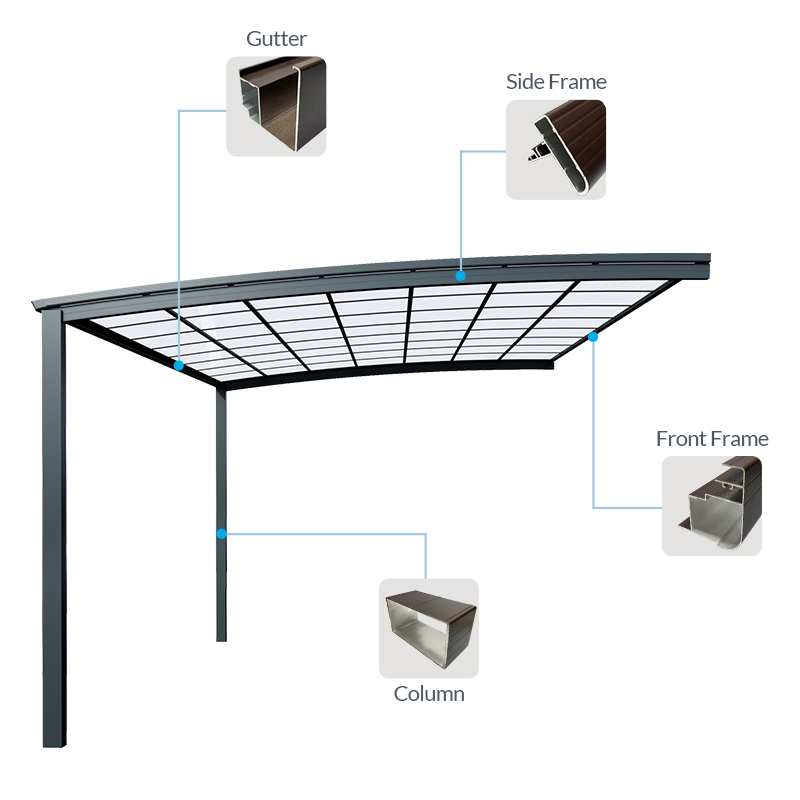 UV Protection Rainproof Carports For Car Parking Polycarbonate Car Shed Carport Aluminum Garages