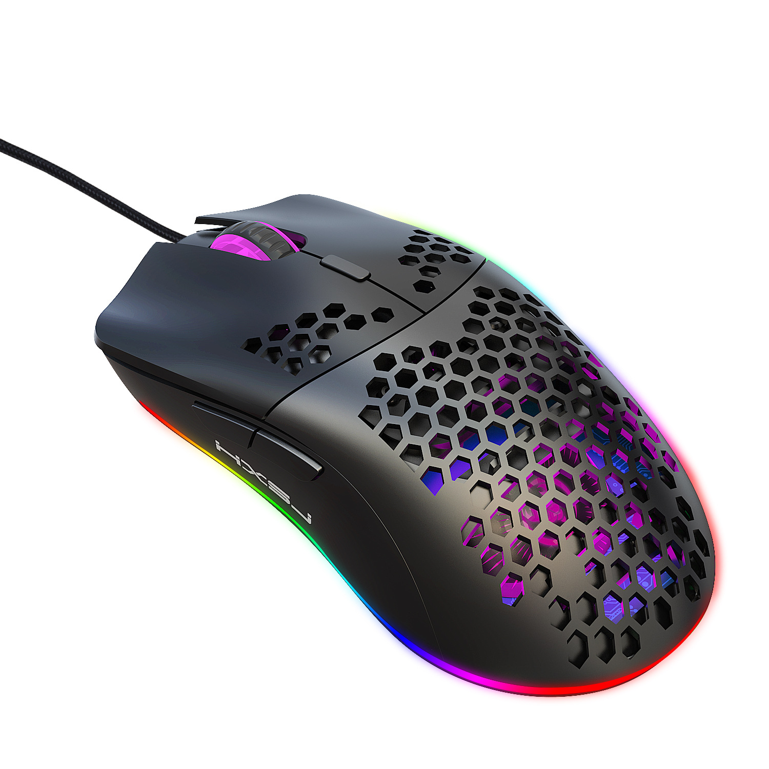 Отверстие мышь RGB люминесцентный программирования макросов игровая мышь 6 ключей выключить свет Проводной usb мыши