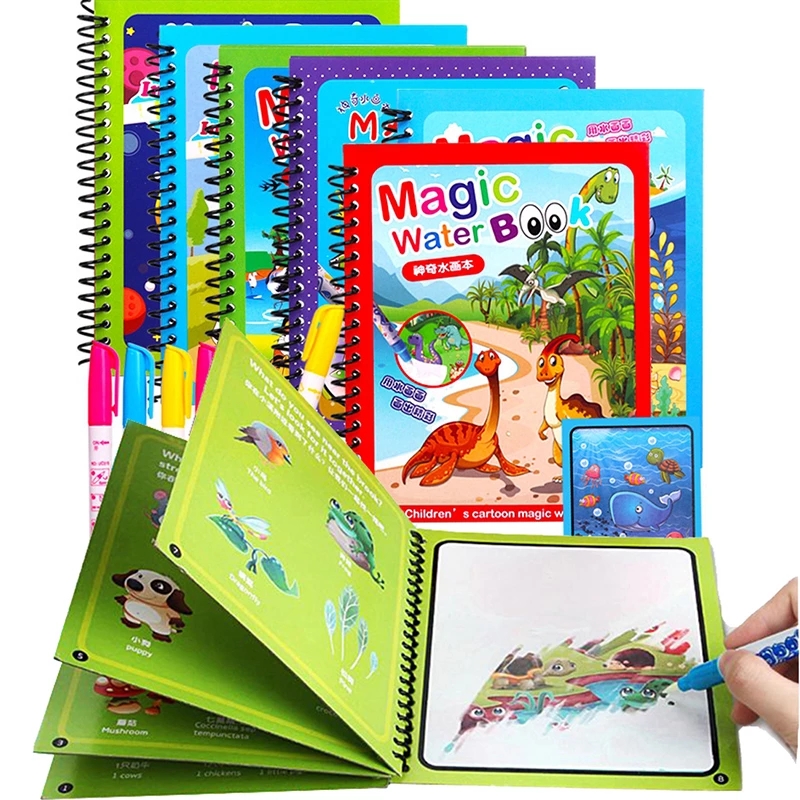 Baby Toys Montessori Toys Reusable Coloring Book Magic Water Drawing Book Sensory Early Education Toys for Kids