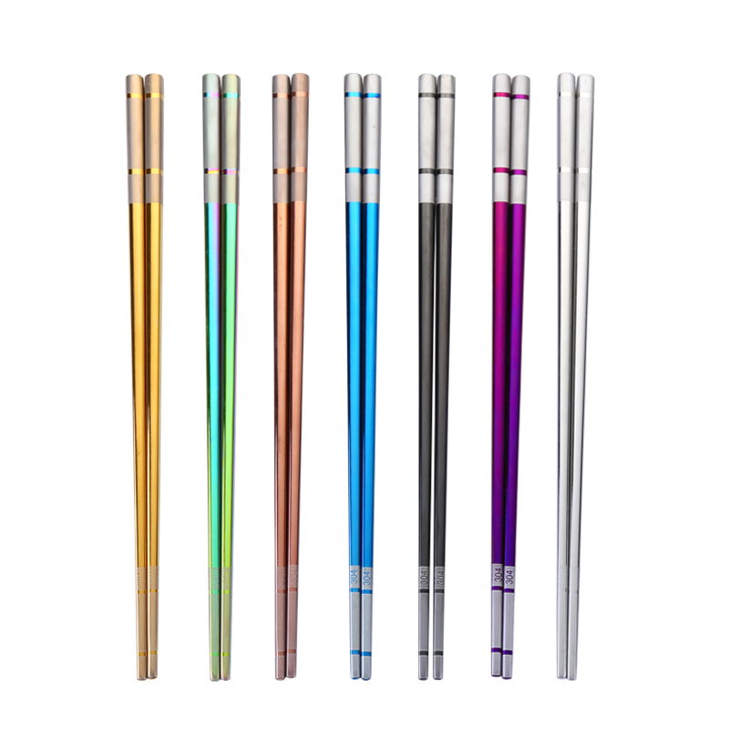 Custom-made chopsticks marked by high quality eco-friendly Chinese chopsticks manufacturer metal gold stainless steel