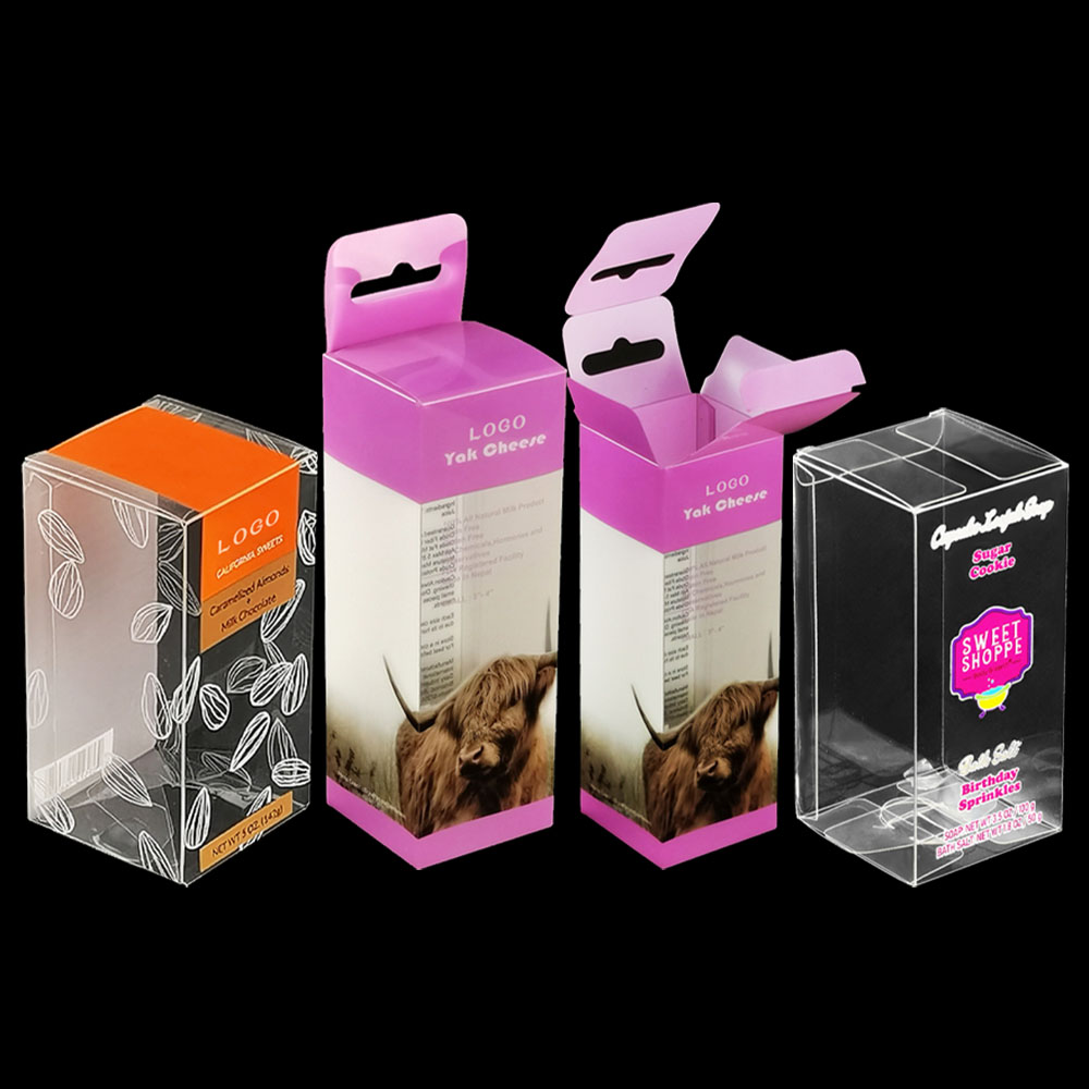 Custom Size Clear PVC Packaging 4 X 4 X 2.5 Inch Candy Transparent Gift Square Plastic Food Packaging Box