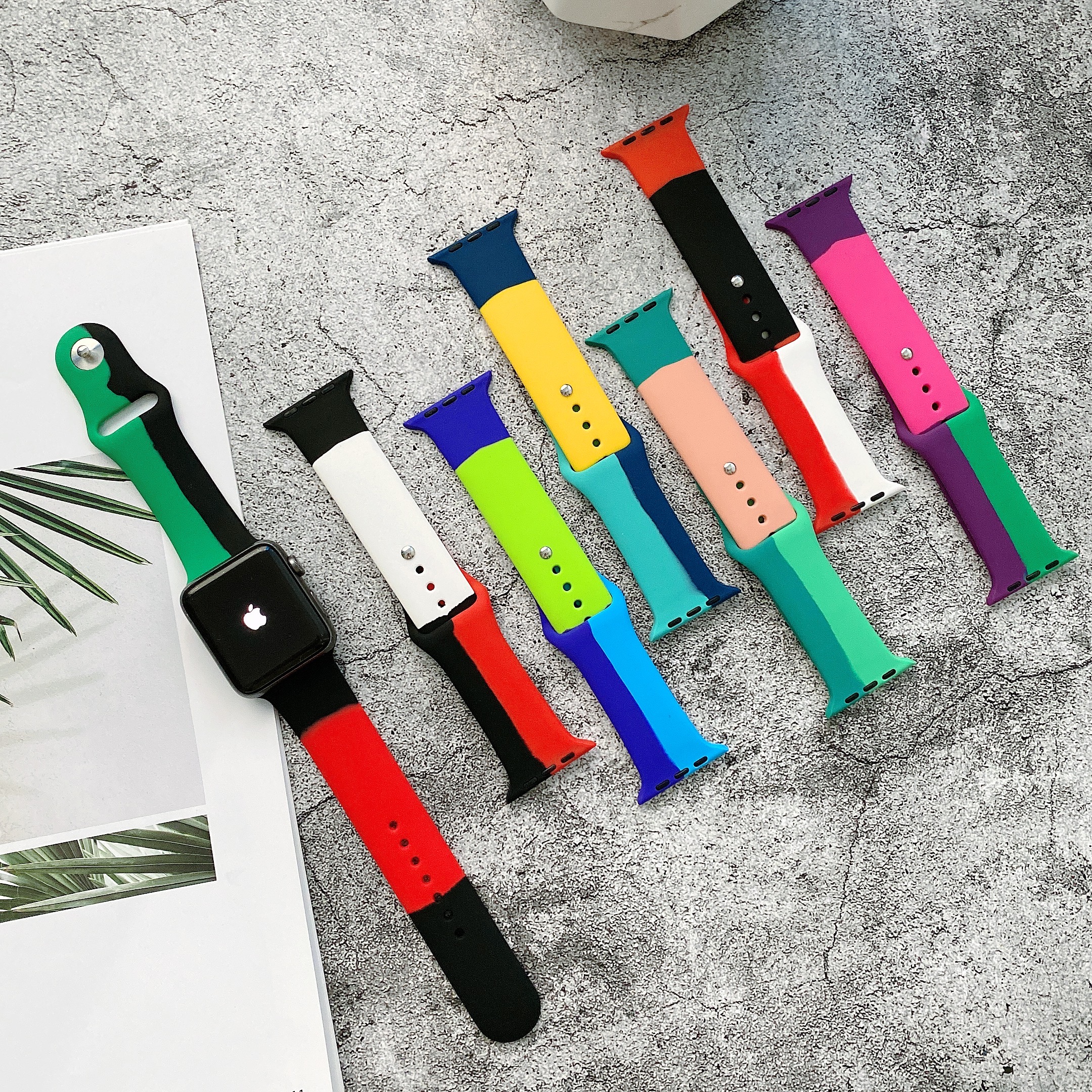 Ремешок силиконовый для Apple Watch Band 44 мм 40 мм, черный спортивный браслет для Iwatch series 6 5