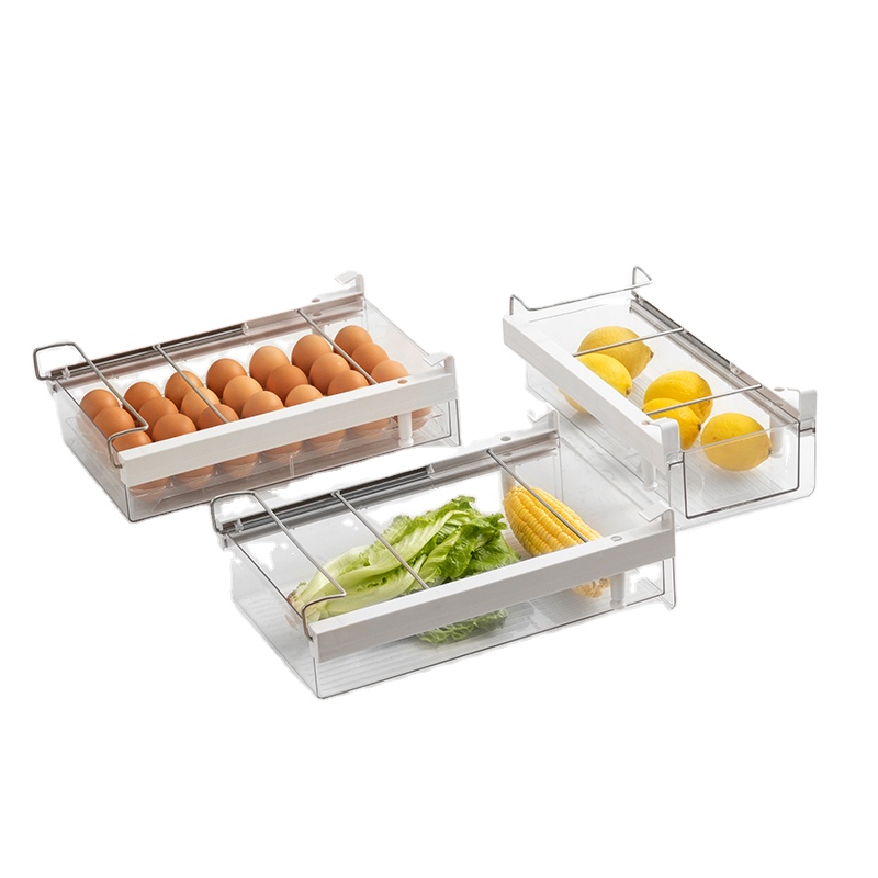 Transparent Plastic PET Stackable Storage Box Refrigerator Drawer with Handle Fridge Organizer Set