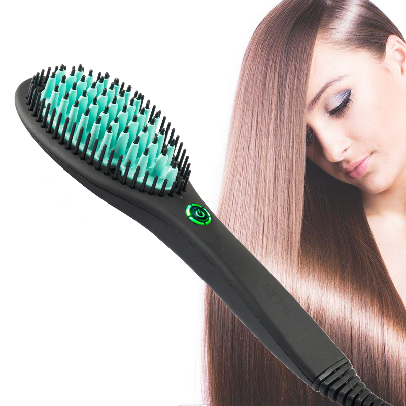 Amazon Hot Sale Unisex Ceramic Heated Electric Ionic Hair Straightener Brush Constant Temperature Beard Fast Hair Straightener