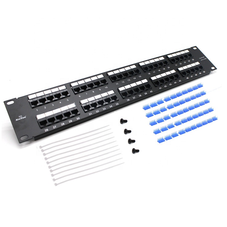 19 дюймов Cat3 UTP 50 портовая 25 порт 4P4C 6P4C 6P6C RJ12 RJ11 Keystone Jack Кот 3 телефонный голосовой патч панель