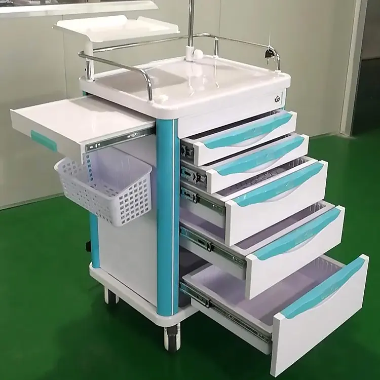 Modern Medicine Trolley Cart Emergency Medical Furniture for Hospital & Clinic ABS Metal Material for Hotels