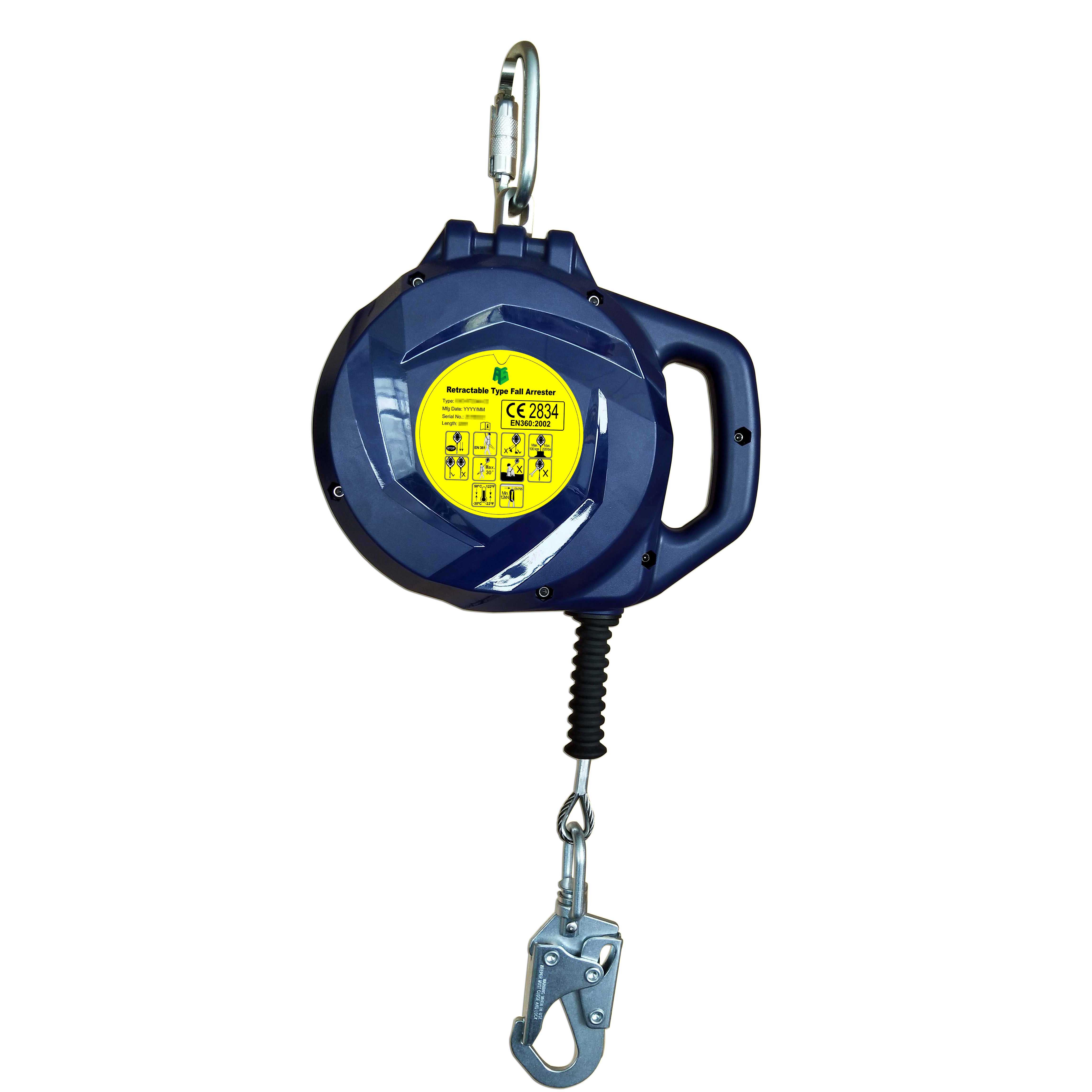 Customized logo and High strength 15m wire rpoe EN360 Safety Cable Self Retracting Lifeline