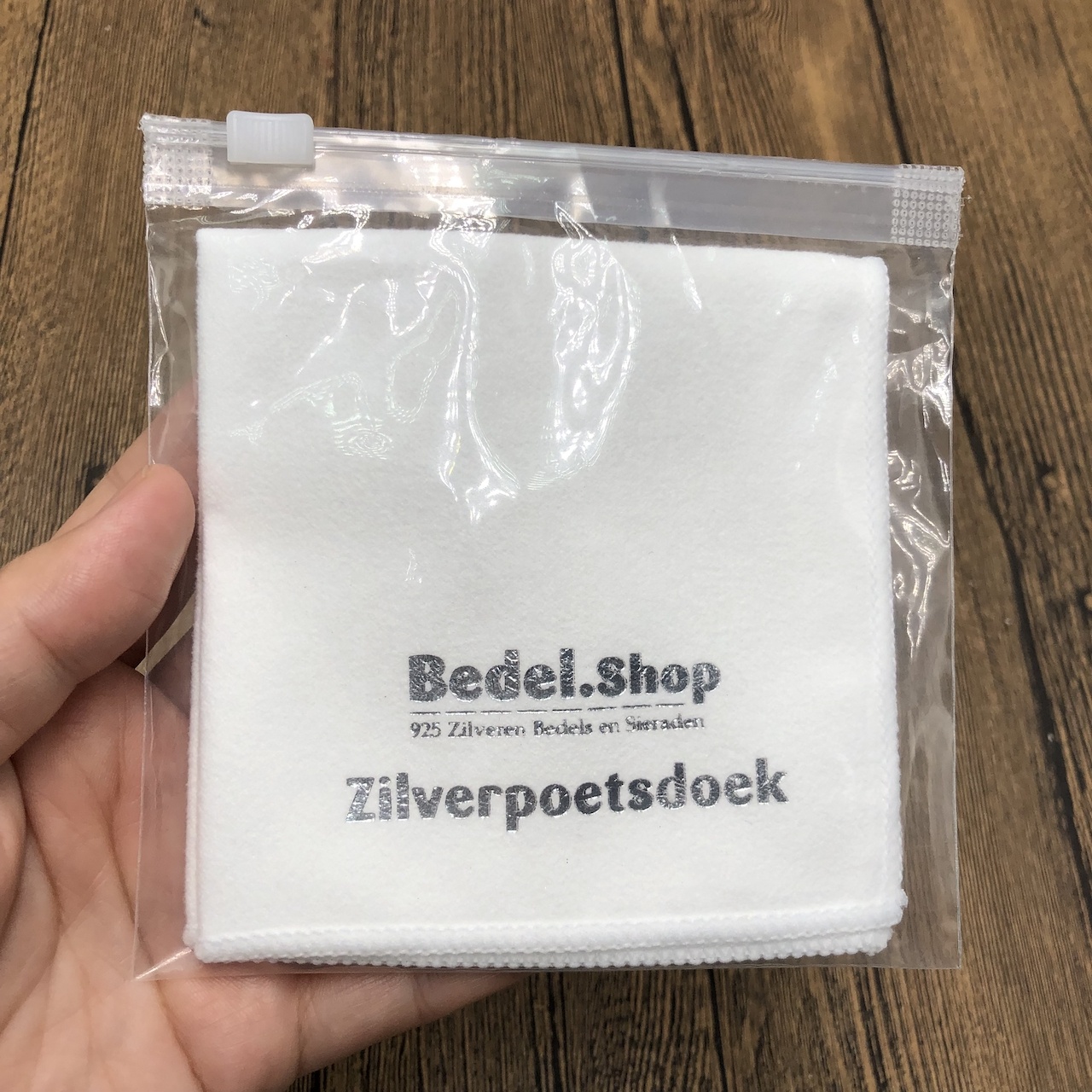 925 Sterling Silver Customized Logo Microfiber White Color Jewelry Polishing Cloth for Jewellery Cleaning in a Zip Lock Bag