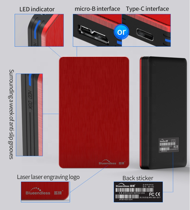 H6 2.5'' Portable External Hard Drive Full Capacity 160G High Speed SATA III for all macbook laptop computer