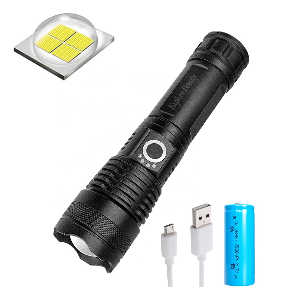 Алюминиевый 18650 Аварийный карманный 10 Вт Usb фонарик перезаряжаемый тактический светодиодный фонарик фонарики с индикатором зарядки