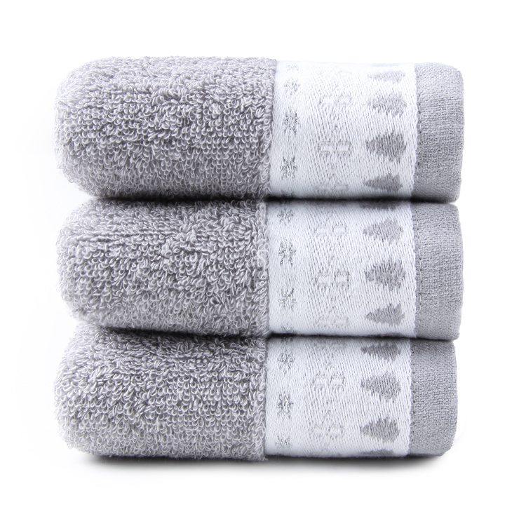 High quality grey soft 100% cotton luxury custom logo hand face towel
