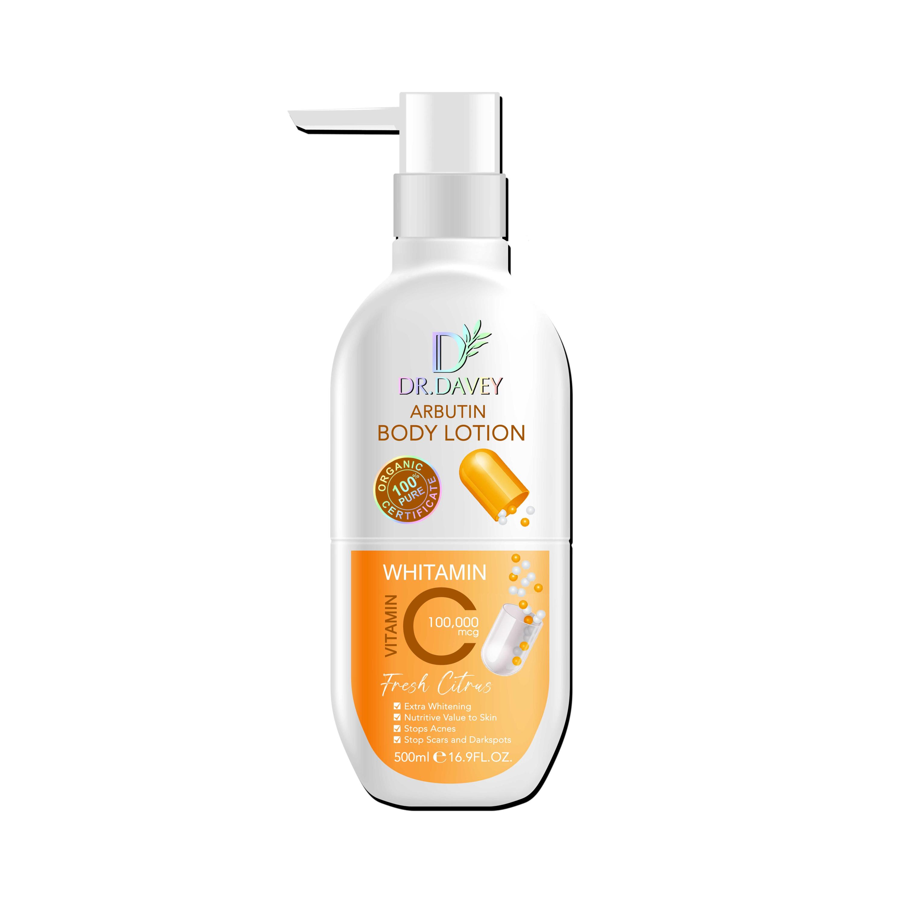 DR.DAVEY Arbutin Vitamin C Body Lotion For Daily Skin Care Good Quality 500ml Private Label Wholesale OEM