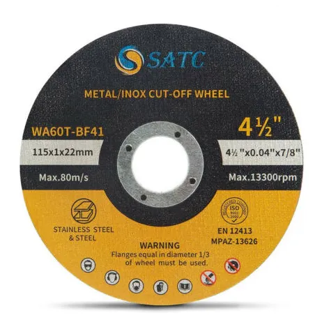 SATC Brand Metal Stainless Steel Cutting Discs 4-1/2"x3/64"x7/8" Cut-Off Wheel T41 (500 PCS) abrasive rail cutting disc