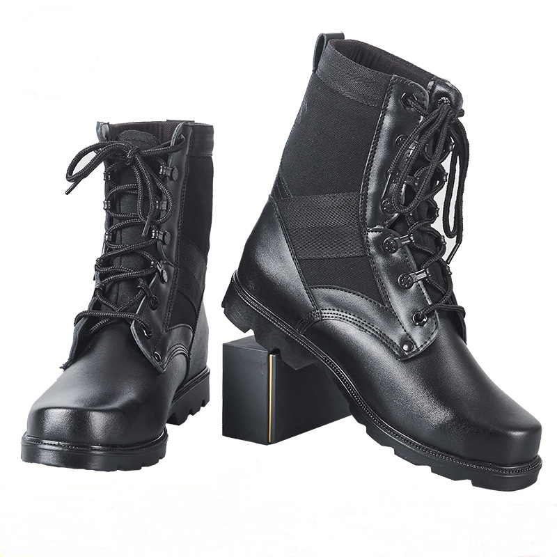 Outdoor Waterproof Rubber Military leather Boots Tactical men desert jungle safety army shoes
