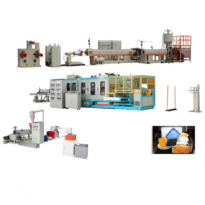 Disposable Muliti Function PS Foam Take-away Pizza Fast Food Box Vacuum Forming Production Line Lunch Container Making Machine