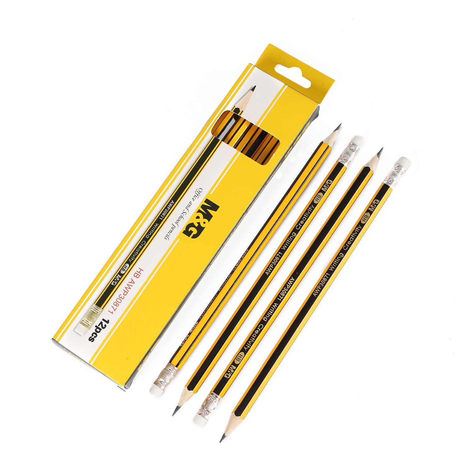 High Quality Hexagon Shape HB Wooden Pencil with Eraser For Office Supply Stationery
