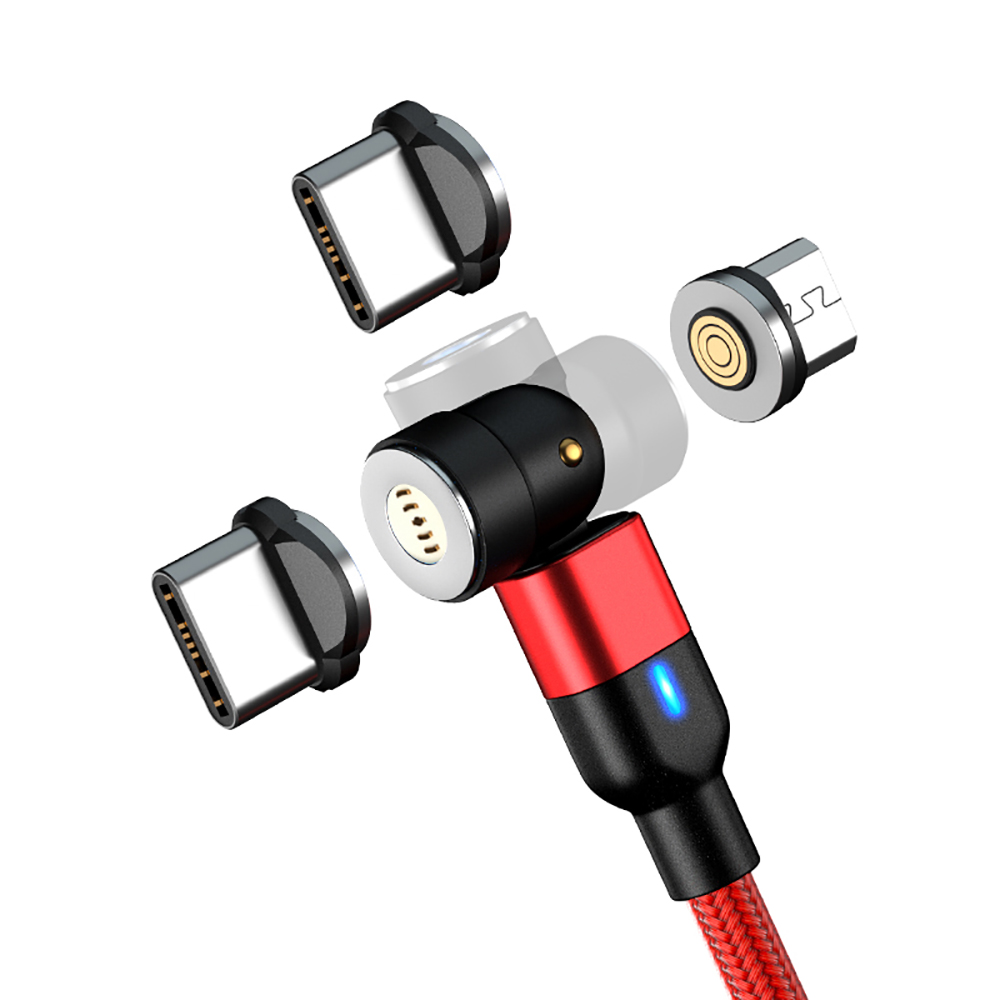 Оптовая продажа, Заводская поставка, 18 Вт, 3 А, 1 м, магнитный Универсальный USB-кабель для зарядного устройства с вращением на 360 градусов, нейлоновая оплетка