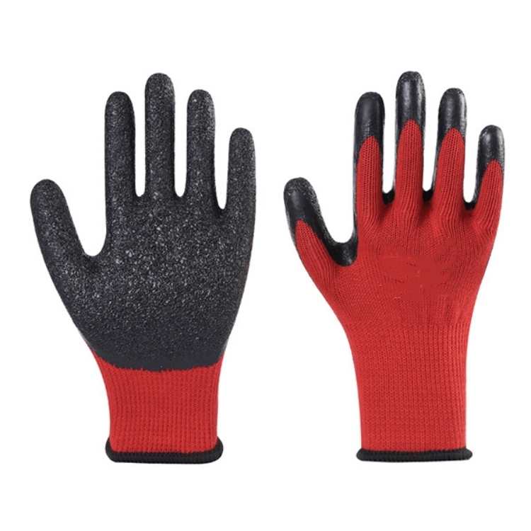 Seamless Knit Cotton / Polyester Glove with Latex Coated Crinkle Grip on Palm & Fingers