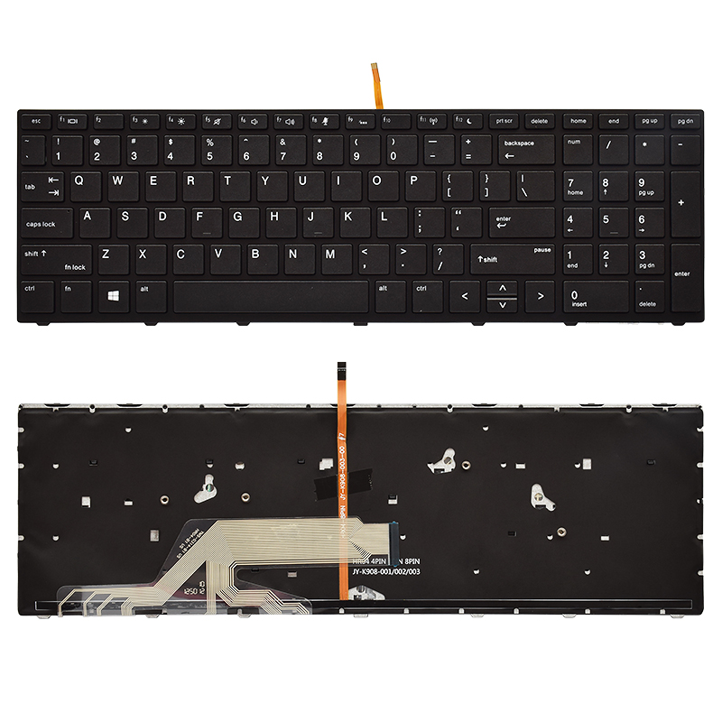 Новинка 100% года, клавиатура с черной рамкой для ноутбука HP ProBook 450 G5 455 G5 470 G5 с подсветкой